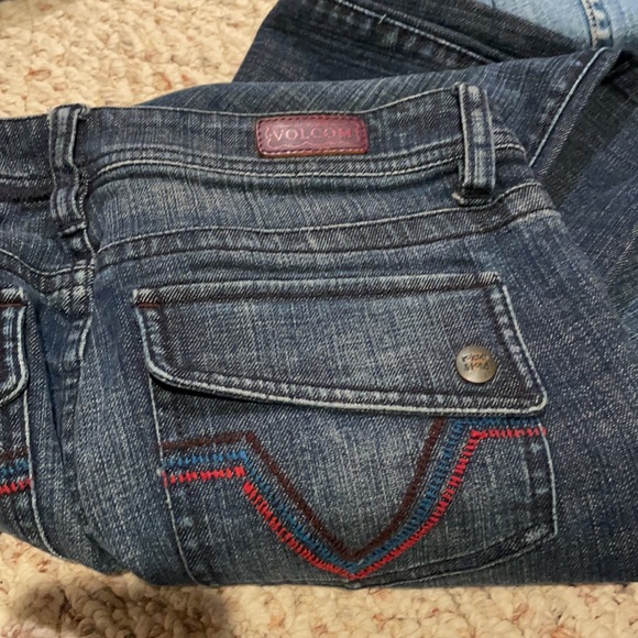 VOLCOM STONE• Dark Denim Distressed Bootcut Jeans - Picture 6 of 6